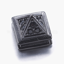 Латунь микро проложить кубический цирконий заклепки бисером, конус, металлический черный, чёрные, 9.5x9.5x8 мм, отверстие : 2 мм