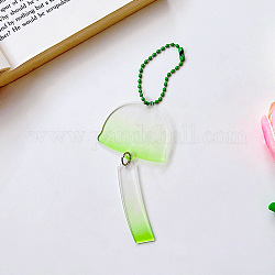 Transparente Acryl-Schlüsselanhänger-Rohlinge mit Farbverlauf, mit zufälligen Farbkugelketten, Windspiel, hellgrün, Windspiel: 10cm