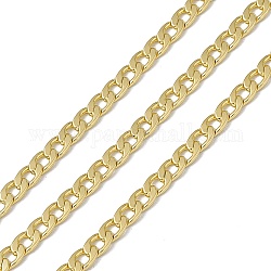 Latón cubano cadenas de eslabones, con carrete, soldada, Plateado de larga duración, Sin cadmio y níque y plomo, real 18k chapado en oro, 6.5x4x1mm