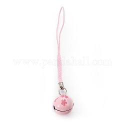 Мобильная украшения, медный колокольчик, с нейлоновой, шаблон сакуры, розовые, 100 мм