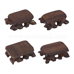 SUPERFINDINGS 4pcs Wood Display Stand Square Rosewood Carved Base Home Crafts Collectibles Antiques Pedestal Coconut Brown Sandalwood Stand Base for Gemstone Display,5.6~6.6x7.5~8.6x2.5~2.7cm
