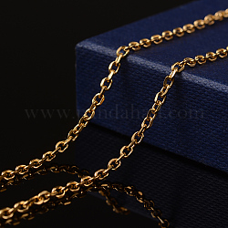 3.28 Feet Ion Plating(IP) 304 Stainless Steel Cable Chains, Diamond Cut Chains, Unwelded, Faceted, Oval, Golden, 3x2x0.6mm