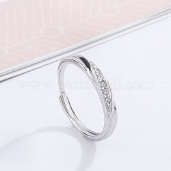 925 verstellbare Ringe aus Sterlingsilber für Damen, mit klaren Zirkonia, Transparent, Platin Farbe, uns Größe 6 (16.5mm)