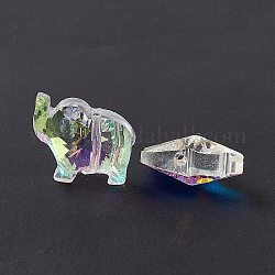Transparent Glass Beads, Elephant, Yellow, 13x15x8.5mm, Hole: 1.2mm