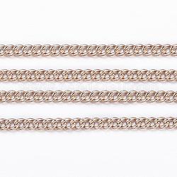 304 in acciaio inox catene curb, saldato, con la bobina, oro roso, 1.2x1.1x0.3mm, circa 65.61 piedi (20 m)/rotolo