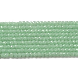 Brins de perles en pierre synthétique, facette, ronde, brillent dans le noir, vert de mer moyen, 4x3.5mm, Trou: 0.7mm, Environ 102 pcs/chapelet, 14.37 pouce (36.5 cm)