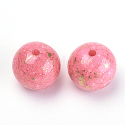 Acryl-Perlen, Knistern Stil, Runde, Orangerosa, 15.5x15 mm, Bohrung: 2 mm, ca. 210 Stk. / 500 g