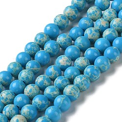 Synthetische imperiale Jaspis-gefärbte Perlenstränge, Runde, Deep-Sky-blau, 6 mm, Bohrung: 1.4 mm, ca. 60~62 Stk. / Strang, 14.72''~15.28'' (37.4~38.8 cm)