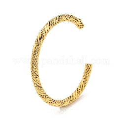 Placage ionique (ip) 304 bracelets de manchette tressés en acier inoxydable, torsion en forme de C pour les femmes, véritable 18k plaqué or, 1/4 pouce (0.55 cm), diamètre intérieur: 2-1/2 pouce (6.2 cm)