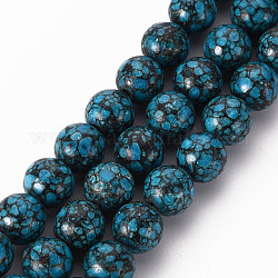 Jaspe normal brins de perles, turquoise d'imitation, ronde, teinte, sarcelle, 8.5mm, Trou: 1mm, Environ 43~44 pcs/chapelet, 15.16 pouce des ~ 15.35 pouces (38.5 cm ~ 39 cm)
