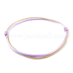 Fabrication de bracelets multibrins en fil de nylon réglable, avec cordon métallique, violet, 0.2 cm, diamètre intérieur: 2~3-3/4 pouce (5~9.5 cm)