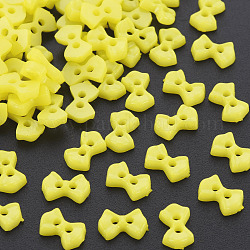 Boutons en plastique avec 2 trou, bowknot, jaune, 6x9x2mm, Trou: 1.5mm