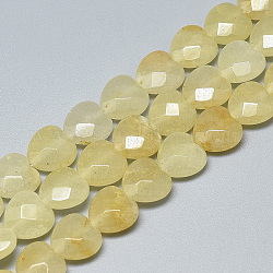 Topaz natural jade perlas hebras, facetados, corazón, 10x10x5mm, agujero: 1.2 mm, aproximamente 20 pcs / cadena, 7.4 pulgada
