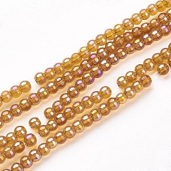 Glasperlen Stränge, Runde, ab Farbe plattiert, dunkel Goldrute, 10 mm, Bohrung: 1 mm, ca. 30 Stk. / Strang, 12 Zoll