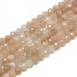Natürliche sunstone Perlen Stränge, facettiert, Runde, 3~3.5 mm, Bohrung: 0.3 mm, ca. 128 Stk. / Strang, 15.3 Zoll