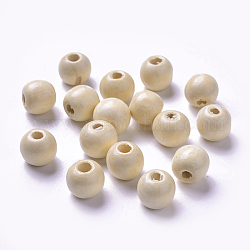Dyed Natural Wood Beads, Round, Lead Free, Wheat, 12x11mm, Hole: 4mm, about 1800pcs/1000g
