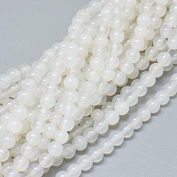 Chapelets de perles en agate blanche naturelle, Grade a, ronde, 4~4.5mm, Trou: 0.5mm, environ 92~94 pcs / brin, 14.5 pouce (37 cm)