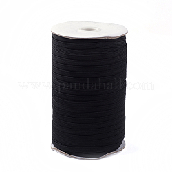 Cordon de corde élastique tressé plat de 1/2 pouce, élastique en tricot extensible épais avec bobine, noir, 12mm, environ 100yards/rouleau (300pied/rouleau)