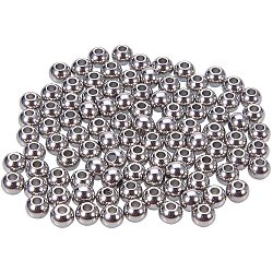 Nbeads 100 perles d'espacement en métal de 6 mm 304 perles rondelles en acier inoxydable, perles en métal en vrac pour bijoux de bracelet de bricolage faisant de la couleur en acier inoxydable