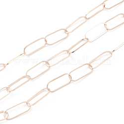 Vacuum Plating 304 Stainless Steel Cable Chain, Soldered, with Spool, Rose Gold, 20x8x1mm, 5m/roll, 16.4 Feet(5m)/roll