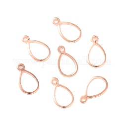 304 Stainless Steel Open Charms, Teardrop, Rose Gold, 12x7x0.8mm, Hole: 1mm