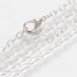 Iron Cable Chains Necklace Making, with Lobster Clasps, Unwelded, Silver Color Plated, 23.6 inch(60cm)