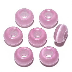 Katzenauge europäischen Perlen, Großloch perlen, Rondell, rosa, 14x7 mm, Bohrung: 5~6 mm