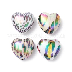 UV Plating Acrylic Beads, Iridescent, Heart, Mixed Color, 18.5x20x10.5mm