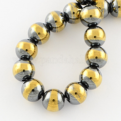 Non-magnetic Synthetic Hematite Beads Strands, Grade A, Round Beads for Jewelry Making, Golden Plated, 10mm, Hole: 2mm, 40pcs/strand