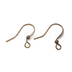 Crochets de boucle d'oreille en laiton bronze antique crochets de fil d'oreille, avec boule et boucle horizontale, sans nickel, 15mm, Trou: 2mm, pin: 0.7 mm