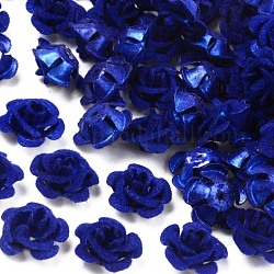 フロッキーアルミビーズ  花バラ  ブルー  15x15x9mm  穴：1.4mm  約1000個/袋