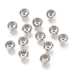 Perles en 201 acier inoxydable, avec du plastique, perles de curseur, perles de bouchage, rondelle, couleur inoxydable, 6x4.8mm, Trou: 1.5mm