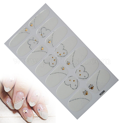 Pegatinas de arte de uñas de tapa completa, autoadhesivo, para decoraciones con puntas de uñas, patrón del corazón, blanco cremoso, 10.5x5.7 cm