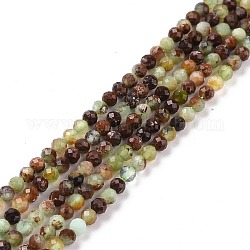 Hebras naturales de perlas de crisoprasa, facetados, redondo, 3x3mm, agujero: 0.6 mm, aproximamente 129~135 pcs / cadena, 15.35'' (39 cm)