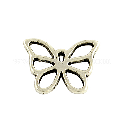 Tibetan Style Alloy Charms, Cadmium Free & Nickel Free & Lead Free, Butterfly, Antique Silver, 13x16x1mm, Hole: 1mm, about 1600pcs/1000g