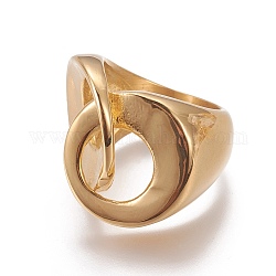 Ion Plating(IP) 304 Stainless Steel Finger Rings, Golden, Size 6~9, 16~19mm