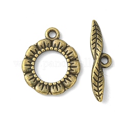 Tibetischen Stil Knebelverschlüsse, Flachring, Cadmiumfrei und Nickel frei und Bleifrei, Antik Bronze, 24x17x2 mm, Bohrung: 2 mm