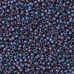 Toho perles de rocaille rondes, Perles de rocaille japonais, (705) couleur mate bleu iris givré, 15/0, 1.5mm, Trou: 0.7mm, environ 15000 pcs/50 g