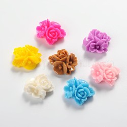 Opaque Resin Cabochons, Flower, Mixed Color, 16x16x6mm