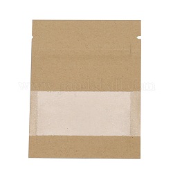 Крафт-бумага с открытым верхом сумки на молнии, мешки для хранения продуктов, закрывающиеся пакеты, для хранения упаковки, со слезоточивыми насечками, прямоугольные, верблюжие, 9.1x7x0.15 см, внутренней меры: 6 см, окно: 7x3 см, односторонняя толщина: 4.7 мил (0.12 мм)