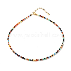 Natural Agate Beaded Necklaces for Women, with 304 Stainless Steel Lobster Claw Clasps, Round, 18.31 inch(46.5cm), Beads: 2.5~3.5mm