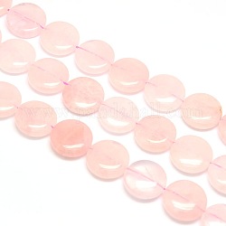 Natural Flat Round Rose Quartz Beads Strands, 20x7~9mm, Hole: 1mm, about 20pcs/strand, 15.74 inch