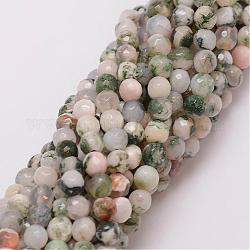 Natural Tree Agate Bead Strands, Dyed, Faceted, Round, 6mm, Hole: 1mm, about 56~58pcs/strand, 14 inch