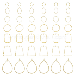 HOBBIESAY 42pcs 8 Style Alloy Linking Rings Light Gold Open Back Bezel Charms Geometric Hollow Frame DIY Resin Mmbossed Mixed Earrings Pendant Beaded Hoop Frame Jewelry Making