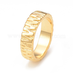 Ионное покрытие (ip) 304 рифленое кольцо из нержавеющей стали для женщин, реальный 14k позолоченный, размер США 7 1/4 (17.5 мм)