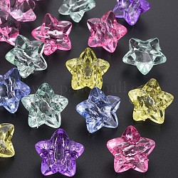 Perles en acrylique transparente, facette, étoiles du nord, couleur mixte, 23x24x16mm, Trou: 3mm, environ 165 pcs/500 g