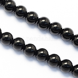 Round Natural Black Onyx Beads Strands, 8mm, Hole: 1mm, about 48pcs/strand, 15.1 inch