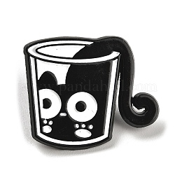 Pin de esmalte de gato de dibujos animados, broche de aleación para ropa de mochila, negro, 24x28x1.5mm
