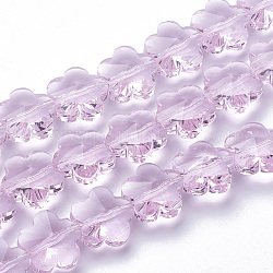 Perles en verre transparentes, facette, prunier, perle rose, 13x13.5x8.5mm, Trou: 1mm