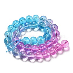 Fili di perle di quarzo sintetico tinti e riscaldati, perline rotonde di colore sfumato, viola, 10mm, Foro: 1 mm, circa 41~42pcs/filo, 14.76''~15.16'' (37.5~38.5 cm)